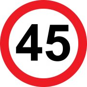 45 speed limitation road sign on white background